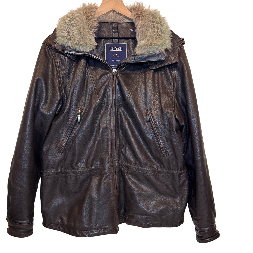 Post Card Deer Leather Parka Size 8 Faux Fur New Zealand Bomber Jacket Hood